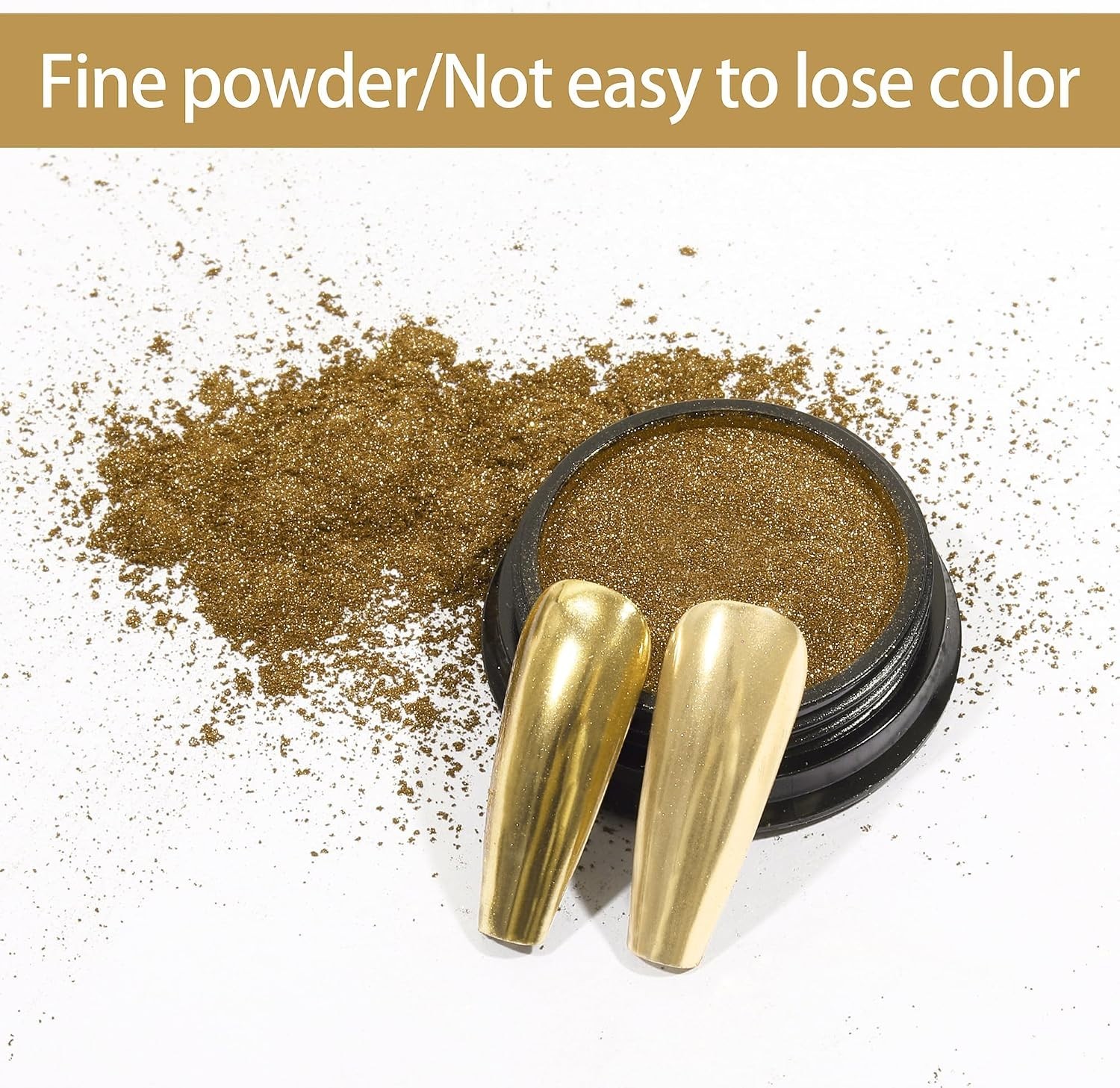 Pearlescent Light Gold Nail Art Powder – Fine Chrome Pigment for Unique Effects