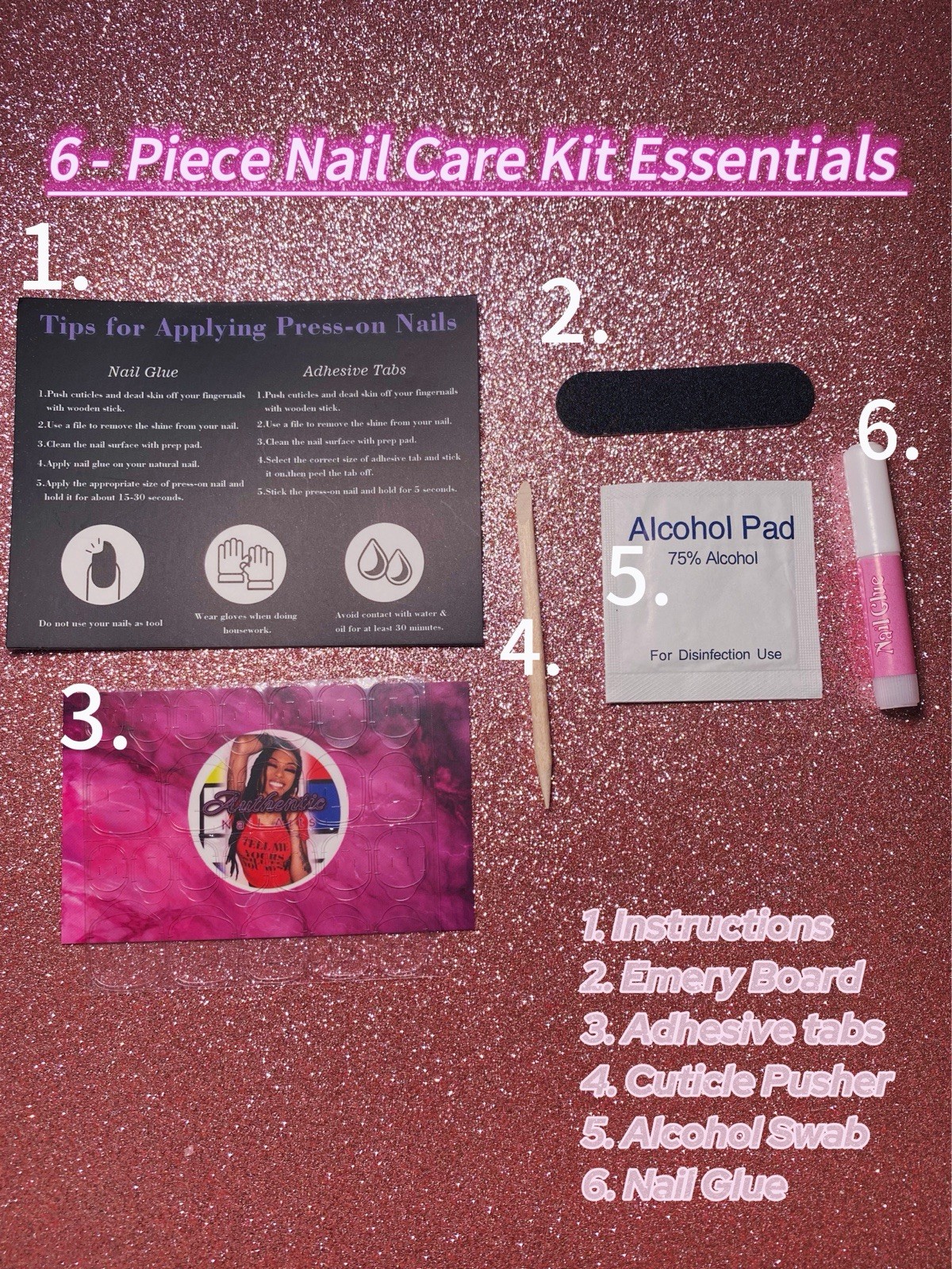 Press-On Nails Short Almond Shape, Almond-shaped Poky Dots. Bright hot pink.