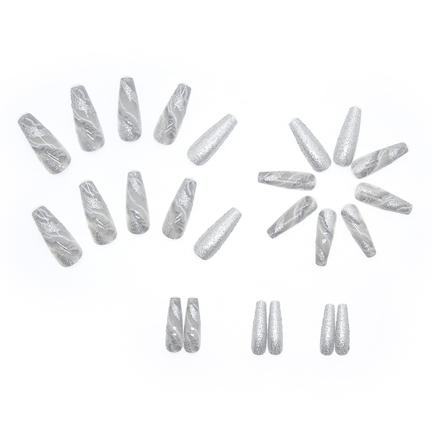 Acrylic Artificial Coffin Fake Nails Long Square Press on Nails Glossy White …