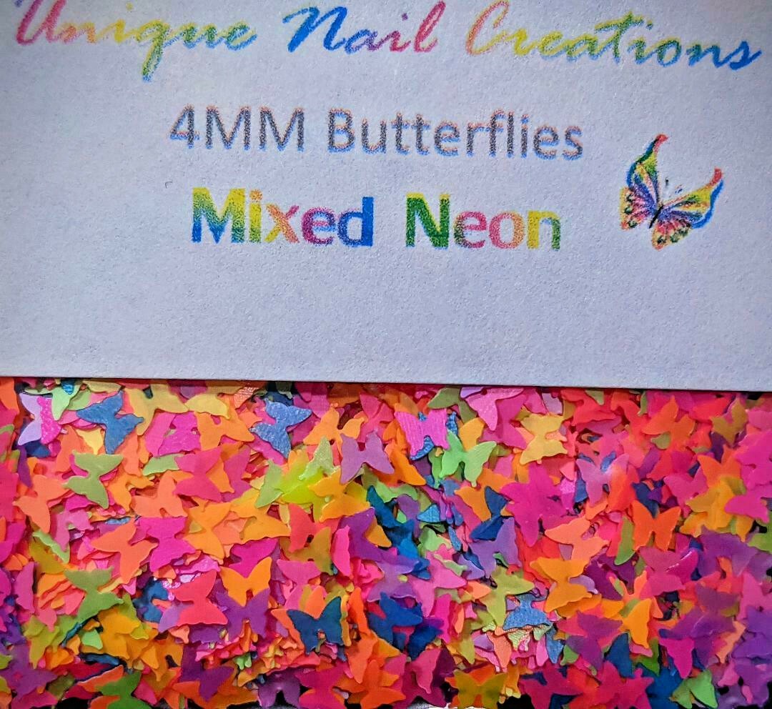 NEON BUTTERFLY Glitter⭐U Choose Color~Nail Art•Acrylic•Gel•Body Art•Face