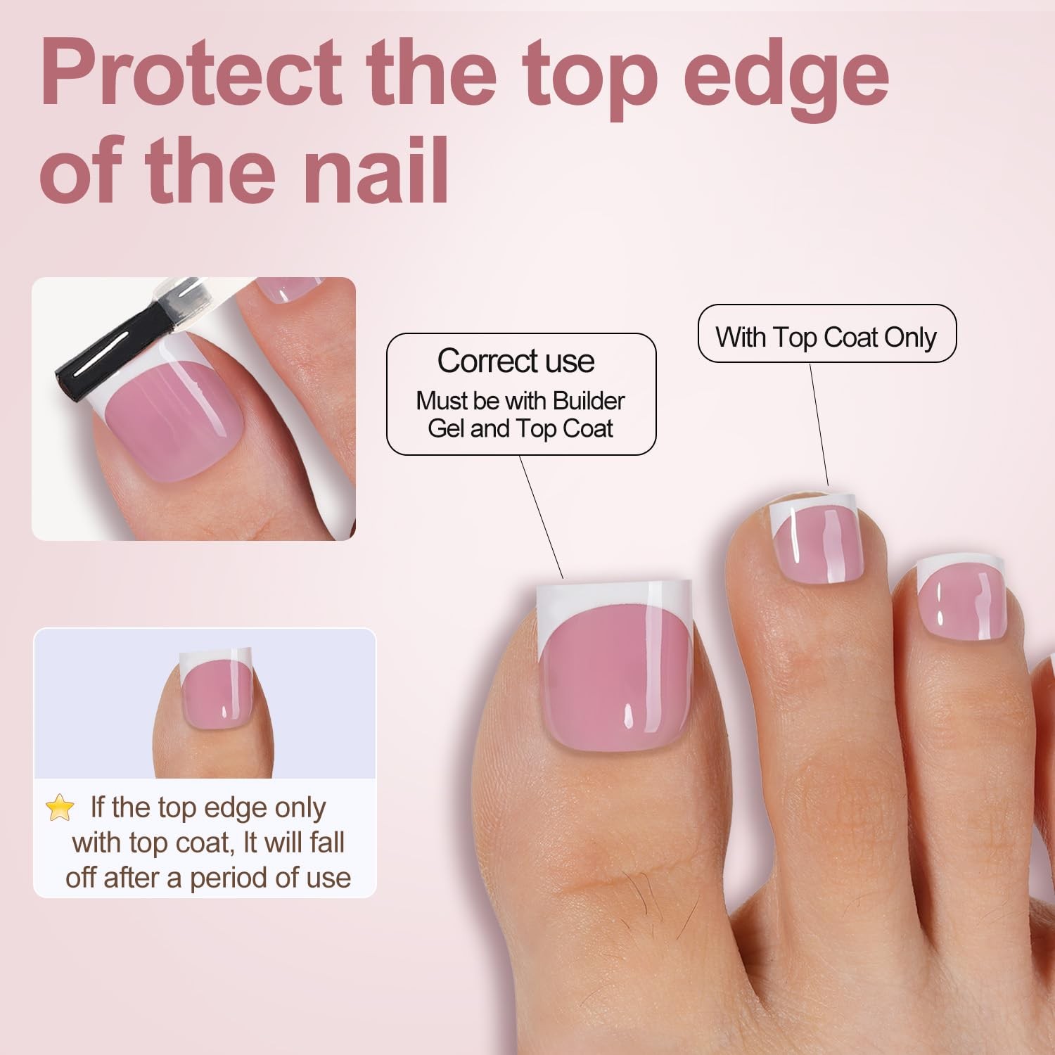 Misssix French Tip Press on Toe Nails, French Square Toe Nail Tips, Soft Gel …