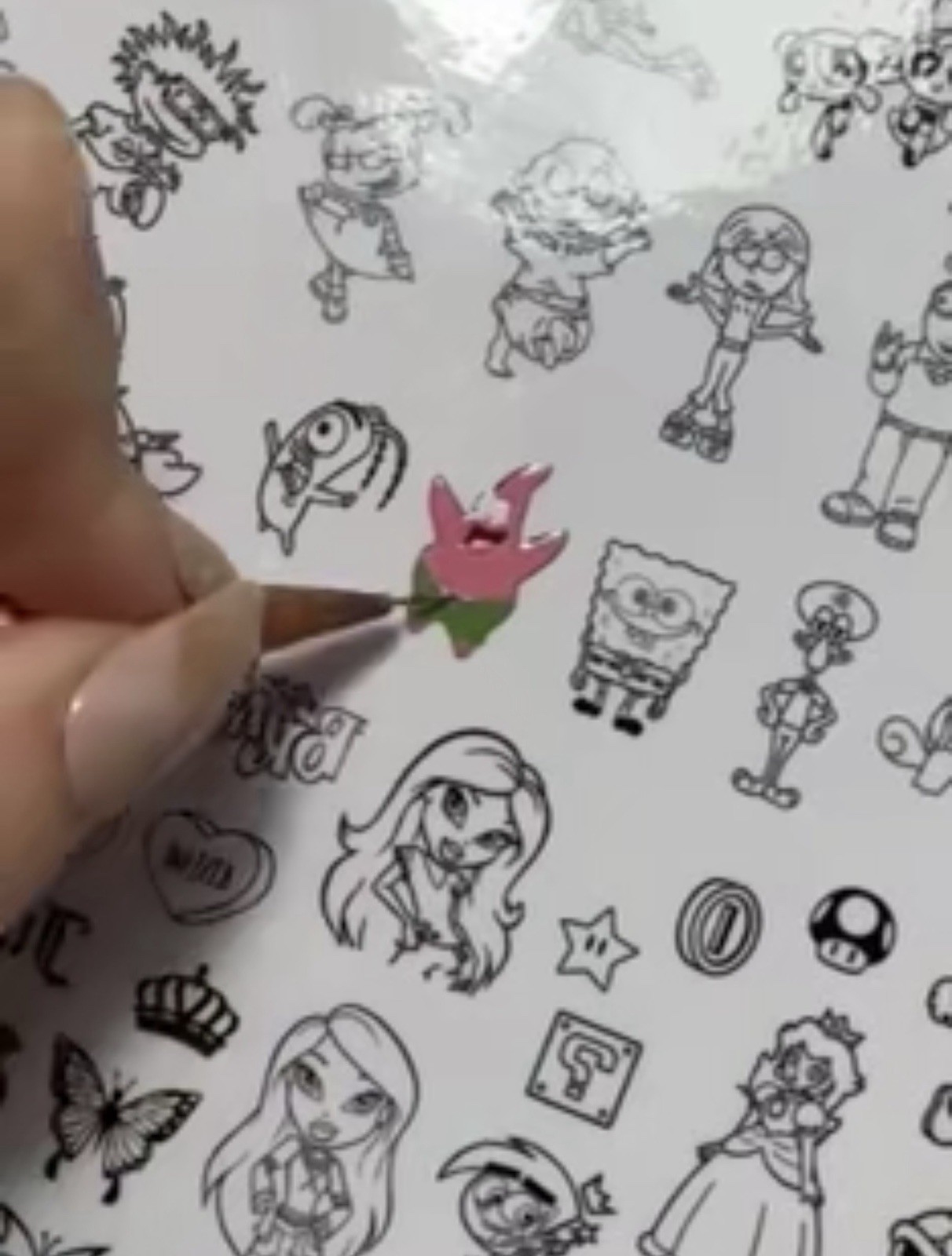 Cartoon nail art practice sheet reusable mat decal sticker template Planilha