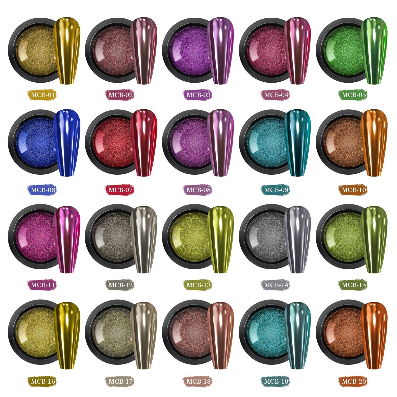 20 Colors Chrome Nail Powder Nail Mirror Glitter Powder for Nails Decoration DIY