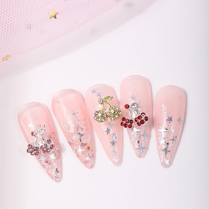 24PCS Y2K Nail Charms: 3D Heart Bow Butterfly Rhinestones