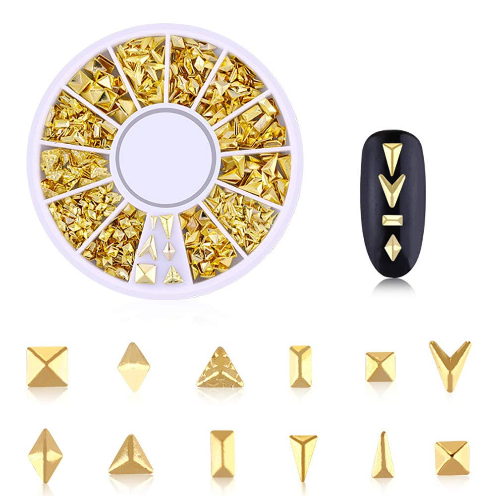 3D Nail Charms Metal Nail Art Studs Gold Nail Jewels Silver Hollow Star Moon She