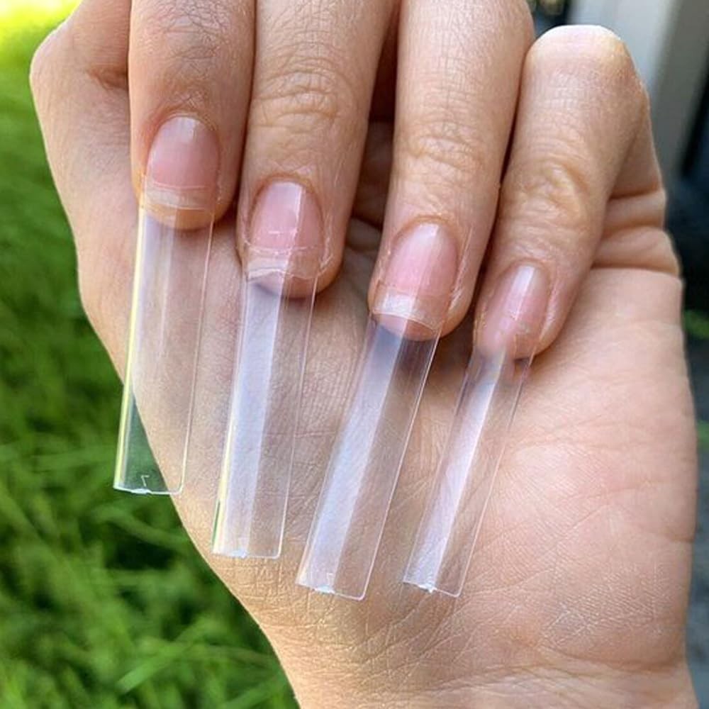 240pcs Half Cover Clear Acrylic False Nails – Customizable C Curve French Tips