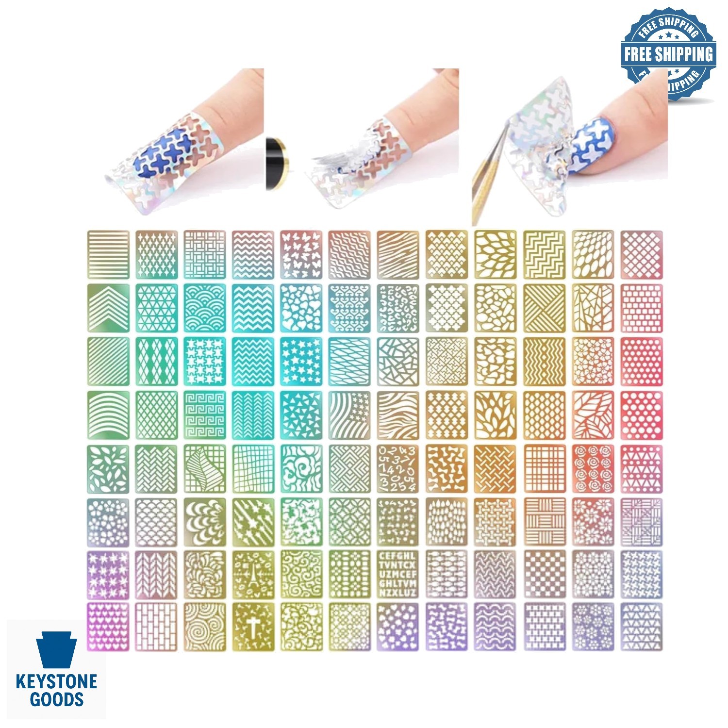 288 Designs Nail Art Stencils & Stickers Set – 24 Sheets for DIY Manicure