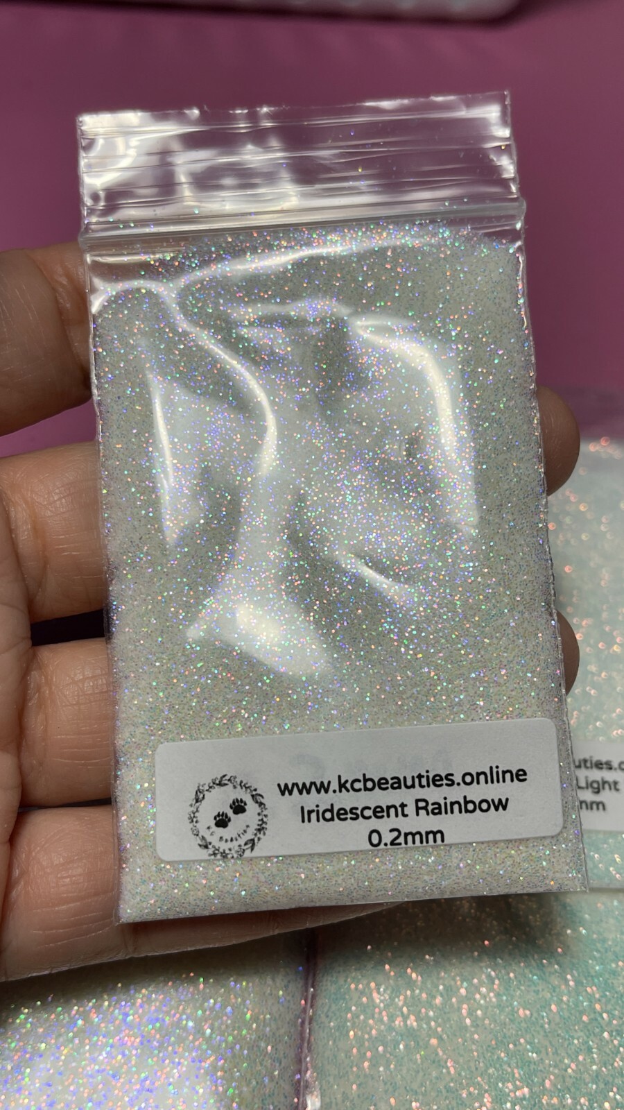Iridescent White Glitter Hex Snow White pink blue sheen Nail Art US seller