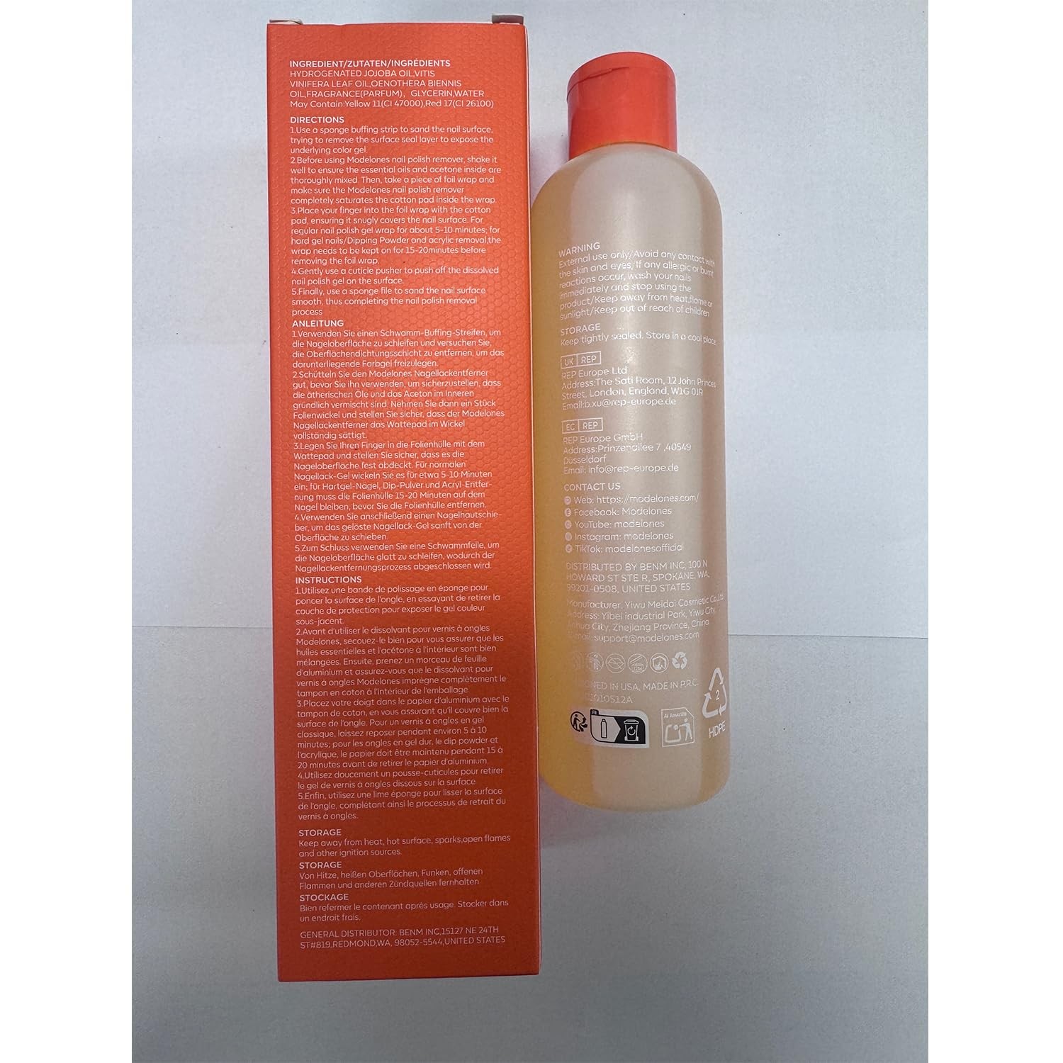 Modelones Acetone Nail Polish Remover, 8 Fl Oz (Pack of 1), Lemon