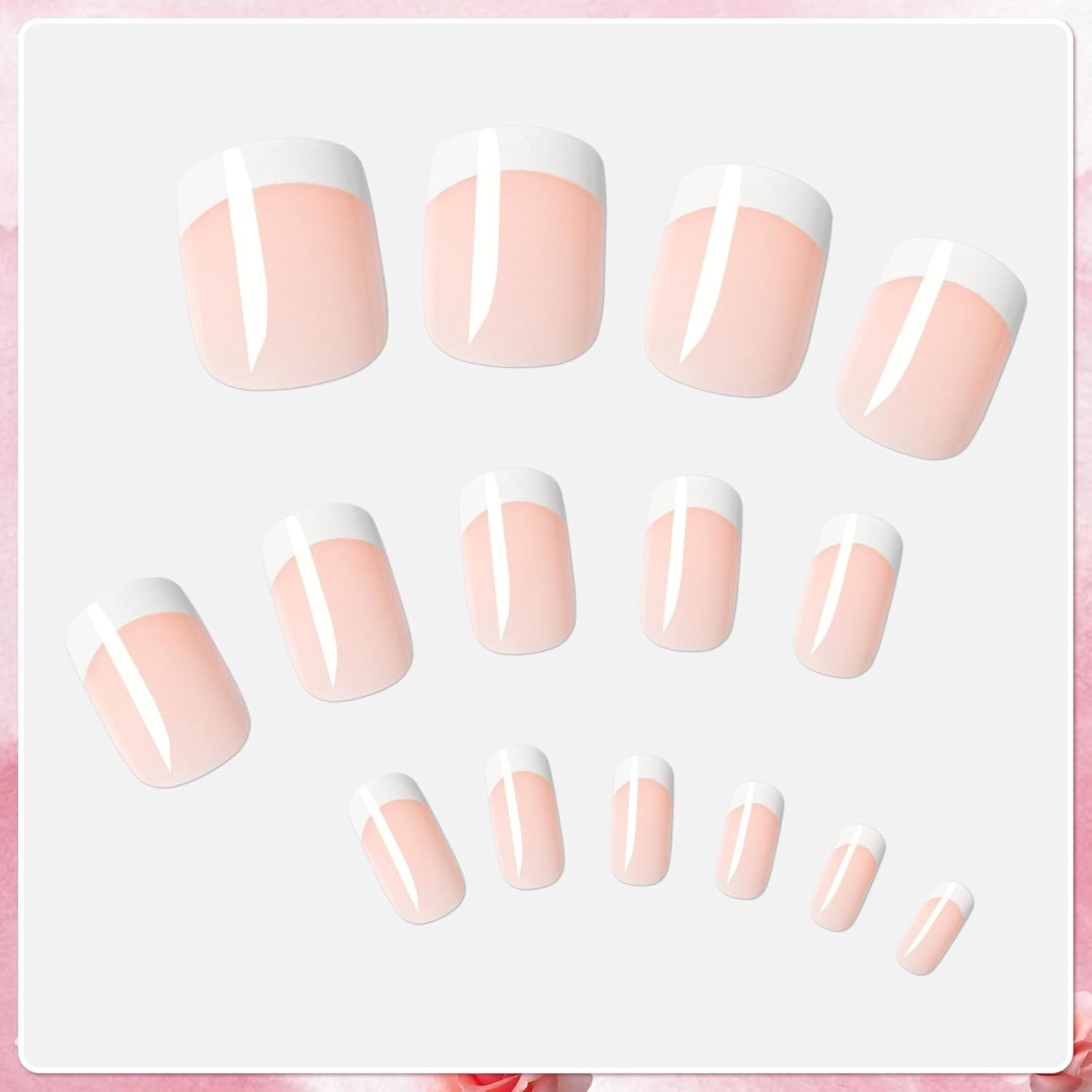 Addfavor White French Tip Press on Nails Short – 240Pcs Nude Extra Short Square