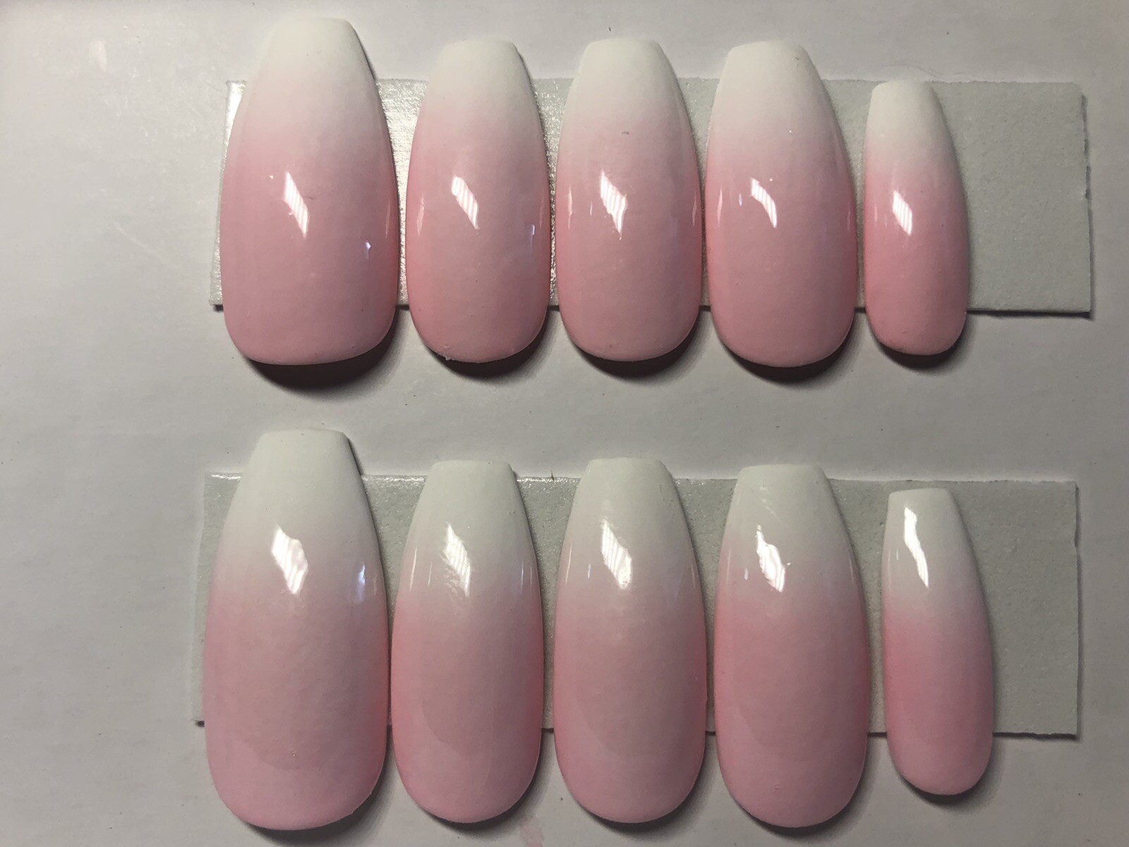 Pink And White Baby Boomer Fade Press On Nails