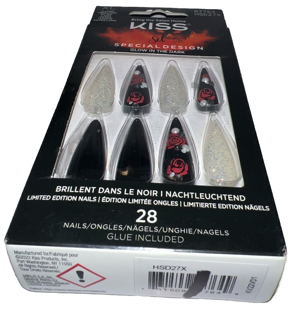KISS Special Design Halloween Nails Glow-In-The-Dark XL #87764 (New/See Photos)