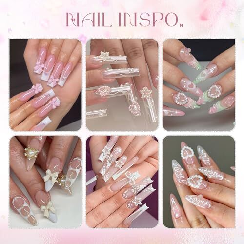 3D Nail A07-Nail Charms Set 7: 3D Flowers & Butterfly & Bow & Heart Nail Charms