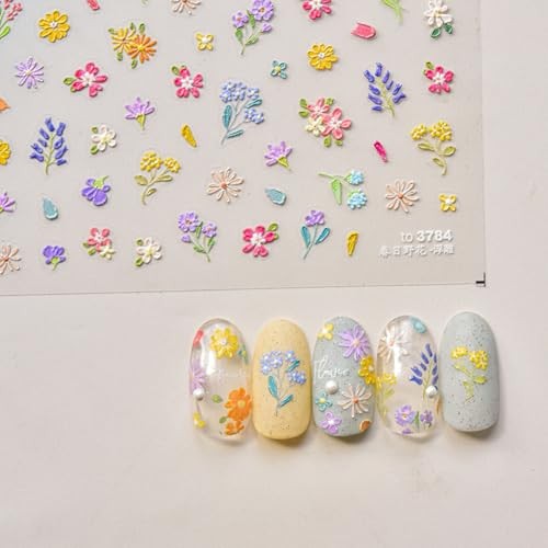 Flower Nail Stickers for Nail Art Spring Flower Nail Art fresh wild-flower