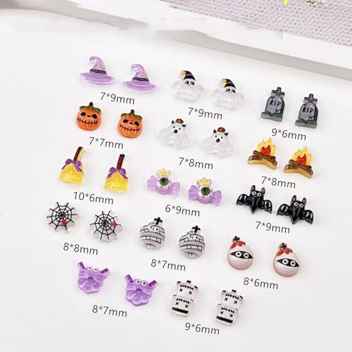 100Pcs Halloween Nail Art Charms Multi Shapes Colors 3D Pumpkin Halloween-5