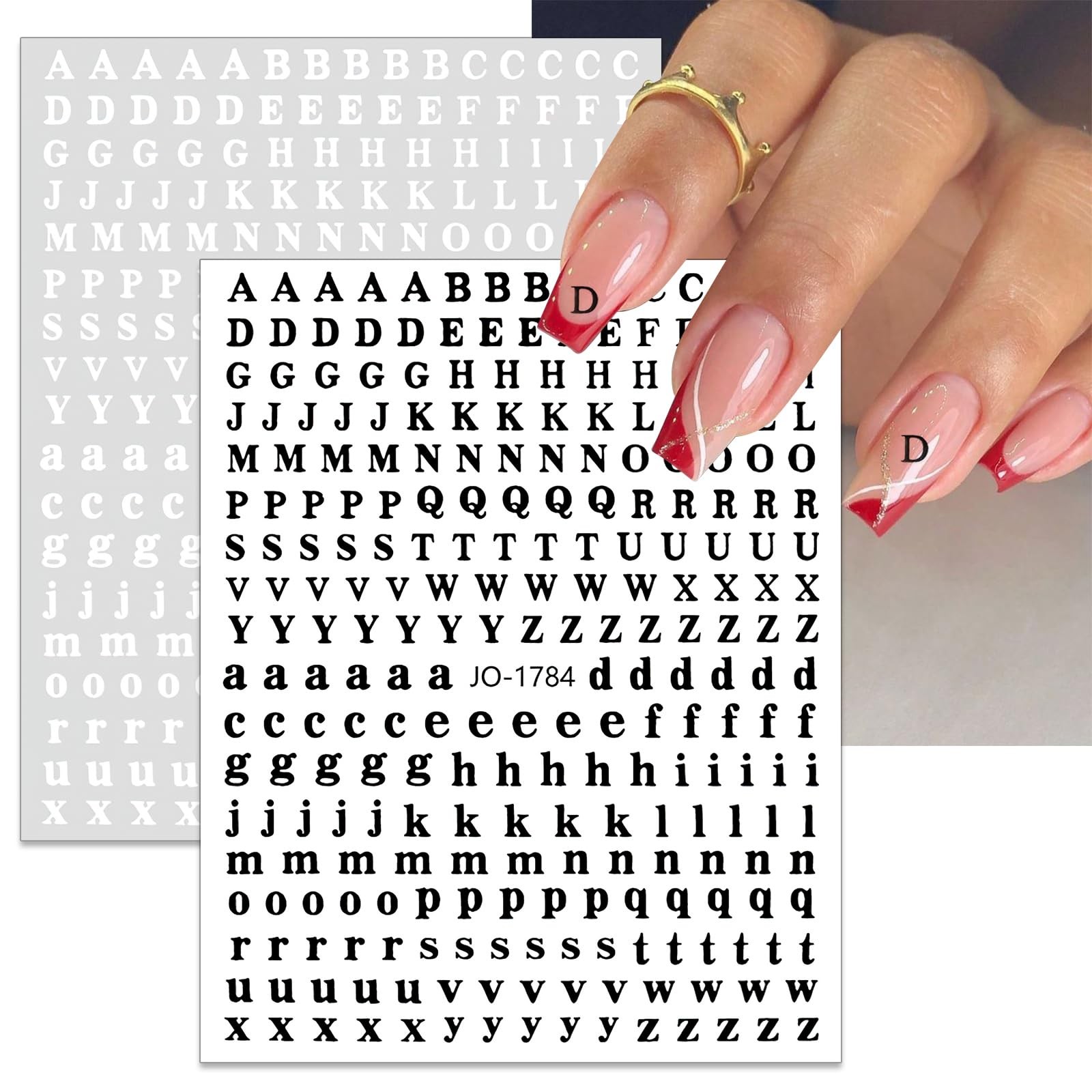 Letters Nail Art Stickers English Alphabet Nail Decals 3D Self-Adhesive Black…