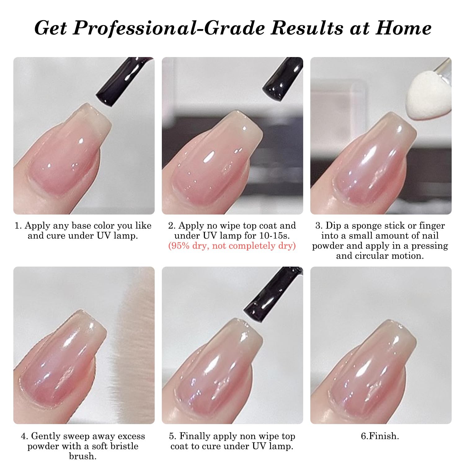 White Pearl Chrome Nail Powder for Gel Nails Clear Glazed Donut Mirror Effect…
