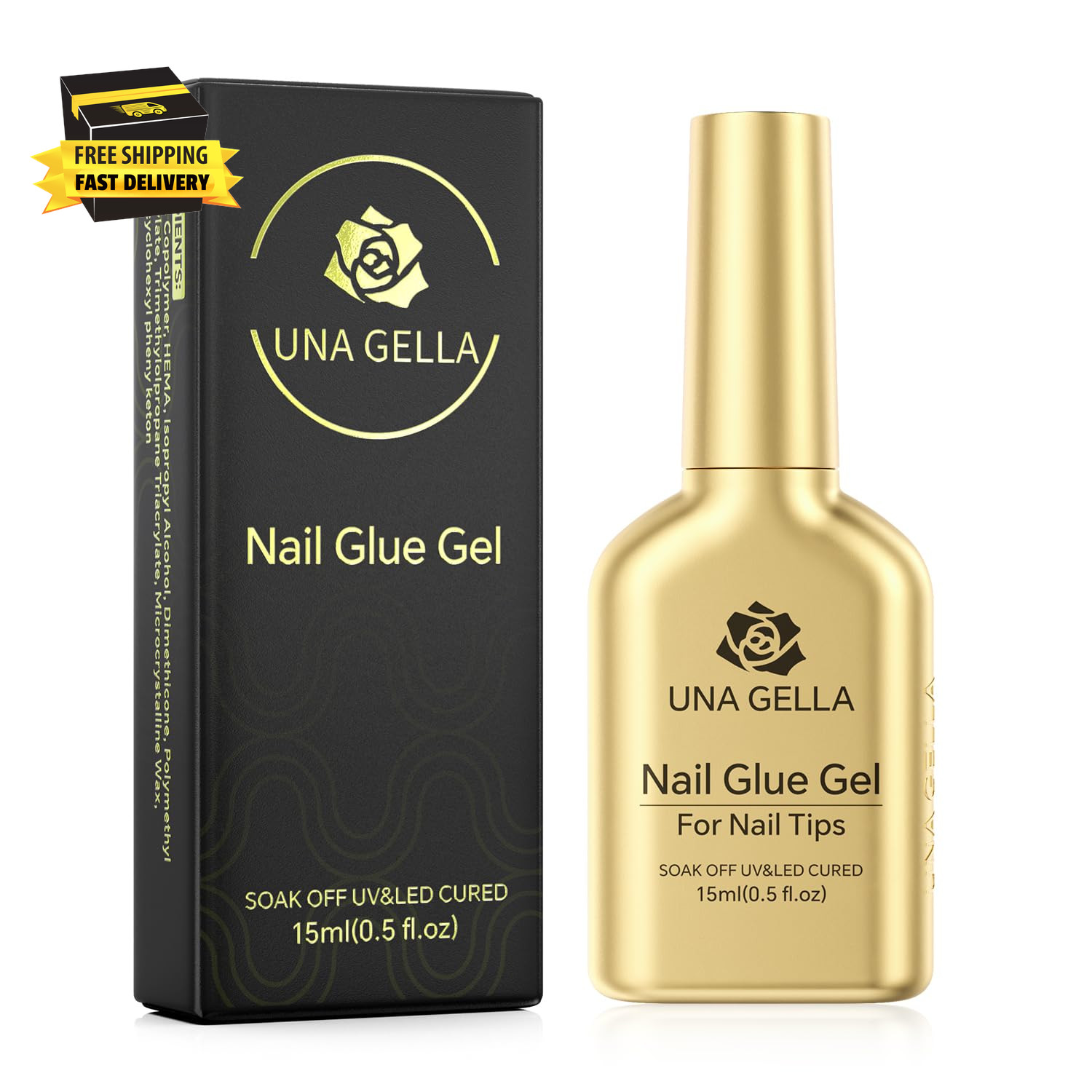 6 in 1 Gel Nail Glue for Clear Acrylic Nails Tips, 15Ml UV Nail Glue Long Lastin