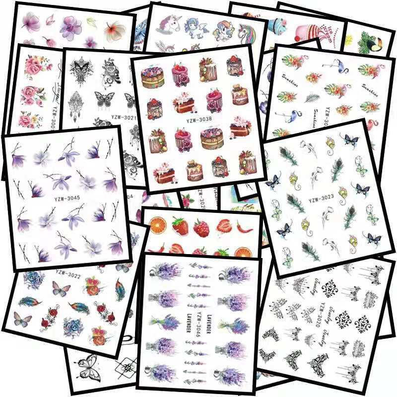 30 Pack Nail Art Water Decals Transfers Stickers Cartoons beauty DIY accessory