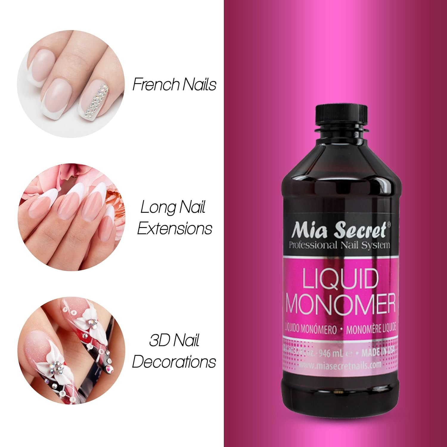 32 Oz Liquid Monomer – Professional Acrylic Nail Liquid for Acrylic Powder – EM