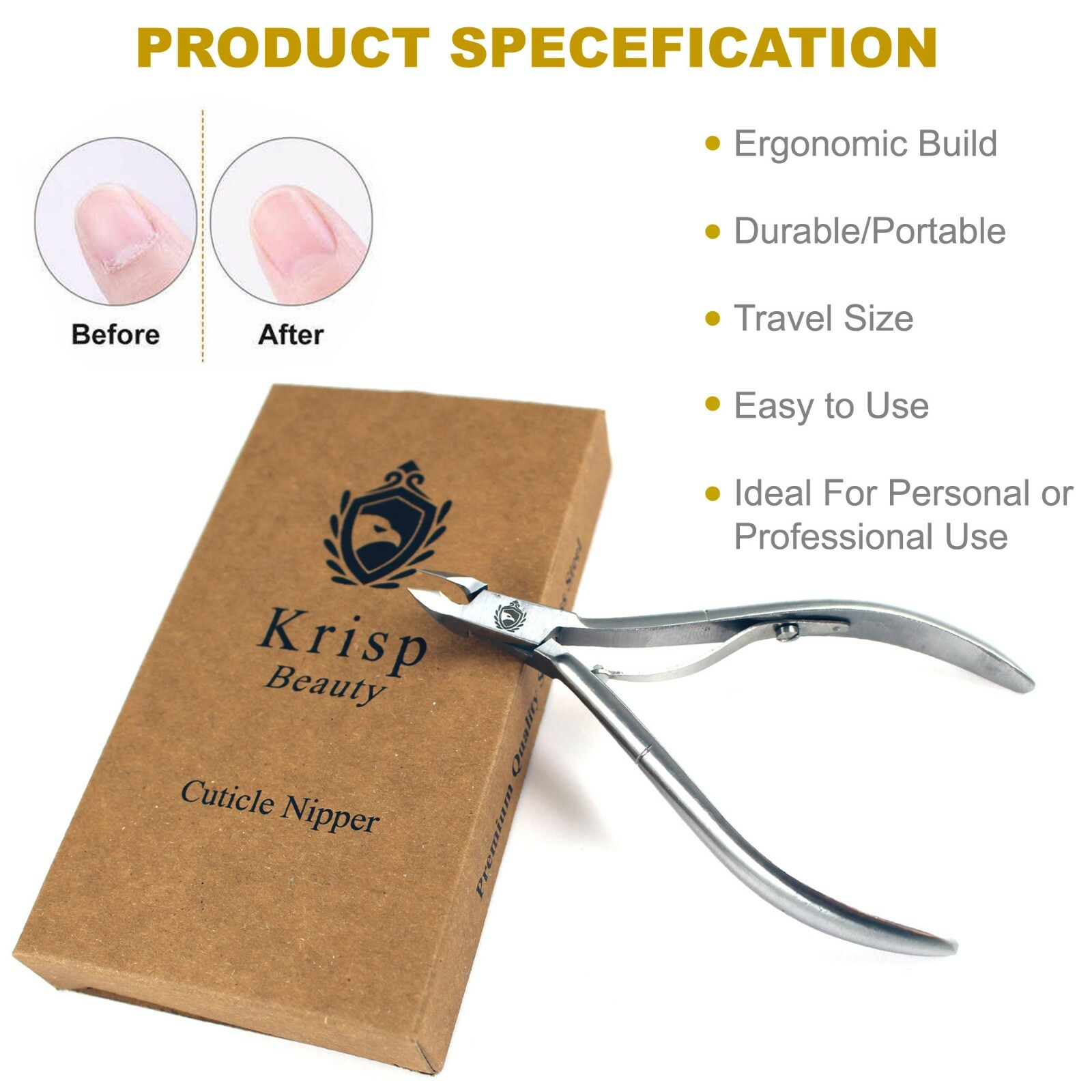 CUTICLE NIPPER PUSHER MANICURE PEDICURE NAIL CARE TOOLS SET KIT SPA SALON (5 PC)