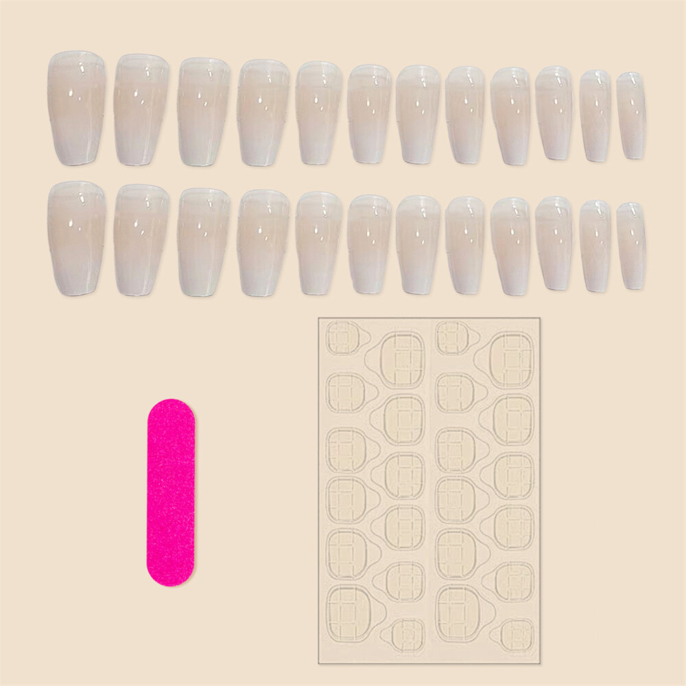 24pc Long Square Press-on Nails Full Cover Long False Nails Rectangle Nail Tips