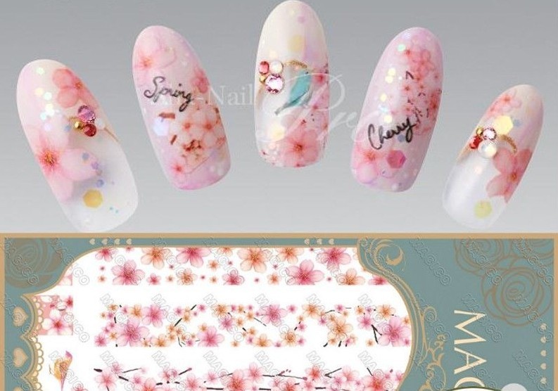 Cherry Blossom Flower Nail Art Stickers Pink Floral decoration Craft Supplies