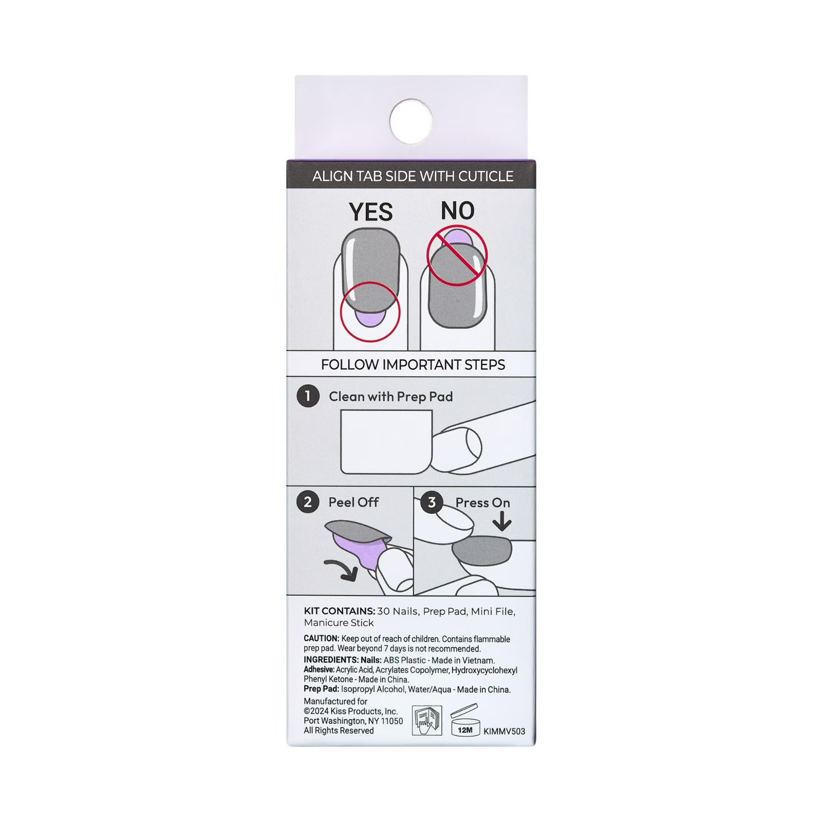 KISS imPRESS Short Square Oval Press on Nails, Pink French Tip, 30 Pieces