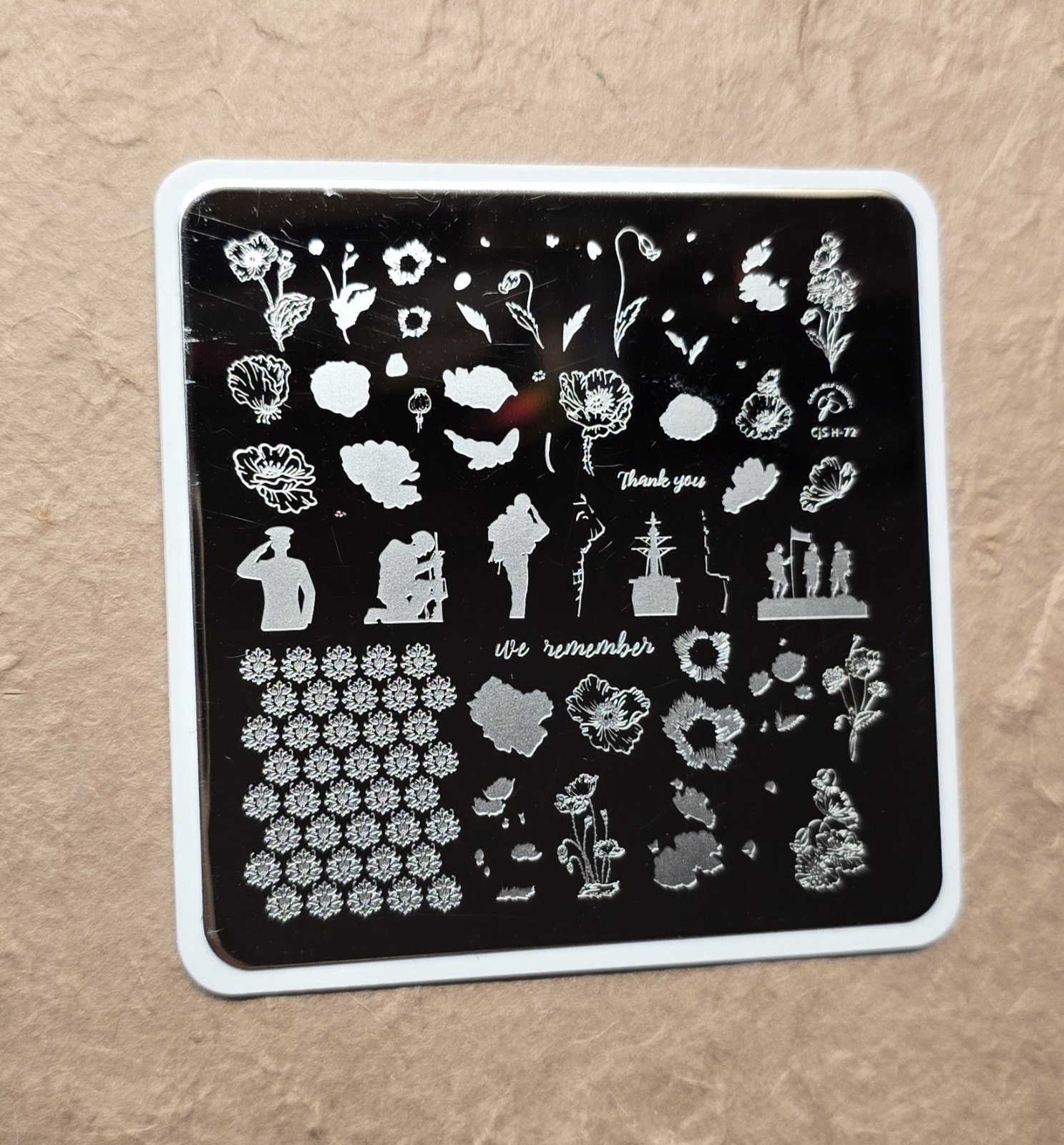 Clear Jelly Stamper Nail Stamp Plate CJSH-72 We Remember Veterans 9-11 Army