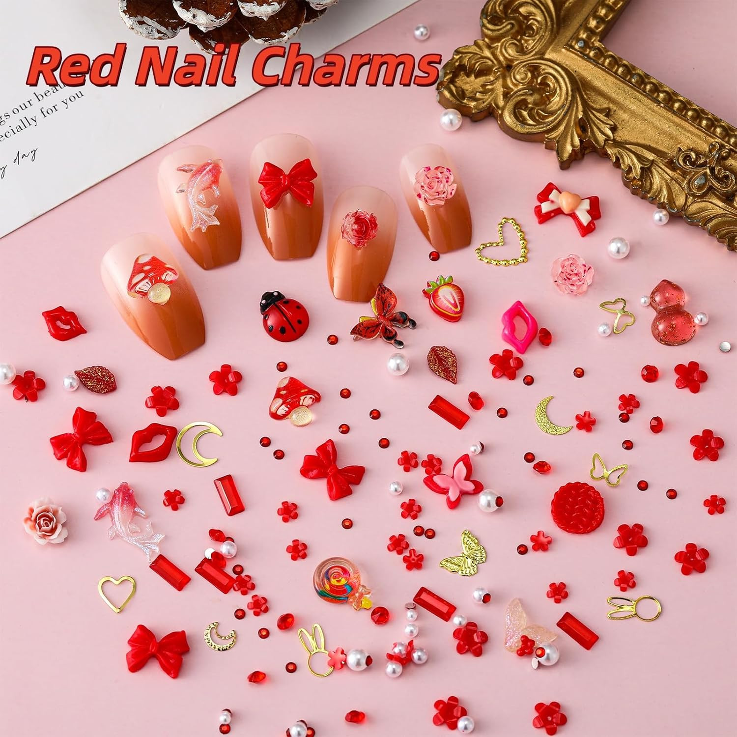 8000Pcs 3D Nail Charms and Nail Gems, Cute Nail Rhinestones Y2K for Nails