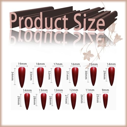 Coquette 24 Pcs Long Fake Nails – Stiletto Manicure Art with Glossy Design H