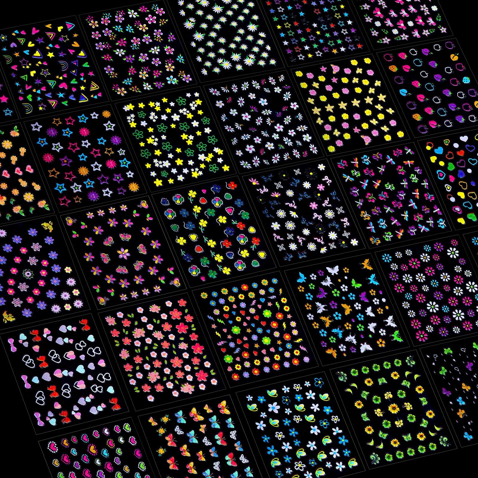 FANDAMEI Nail Stickers for Girls, 30 Sheets Cute Kids Multicolor