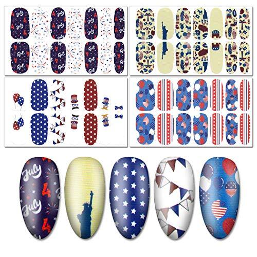 16 Pcs Independence Day Nail Strips Polish Stickers Fourth of July Self KIT6A