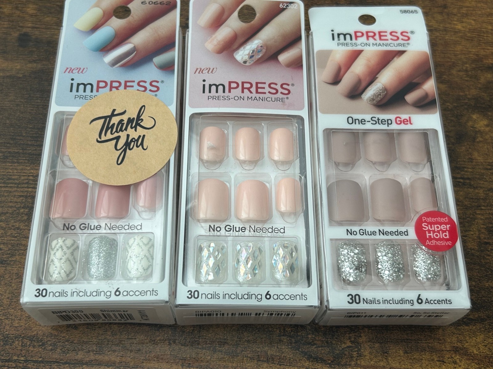 Impress Press On Gel Manicure No Glue Needed 60662 62302 58065 Combo Pack
