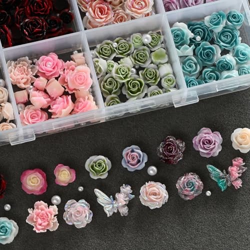 Flower Nail Art Charms – 3D Rose Flower Nail Rhinestones Floral Nail Style-9