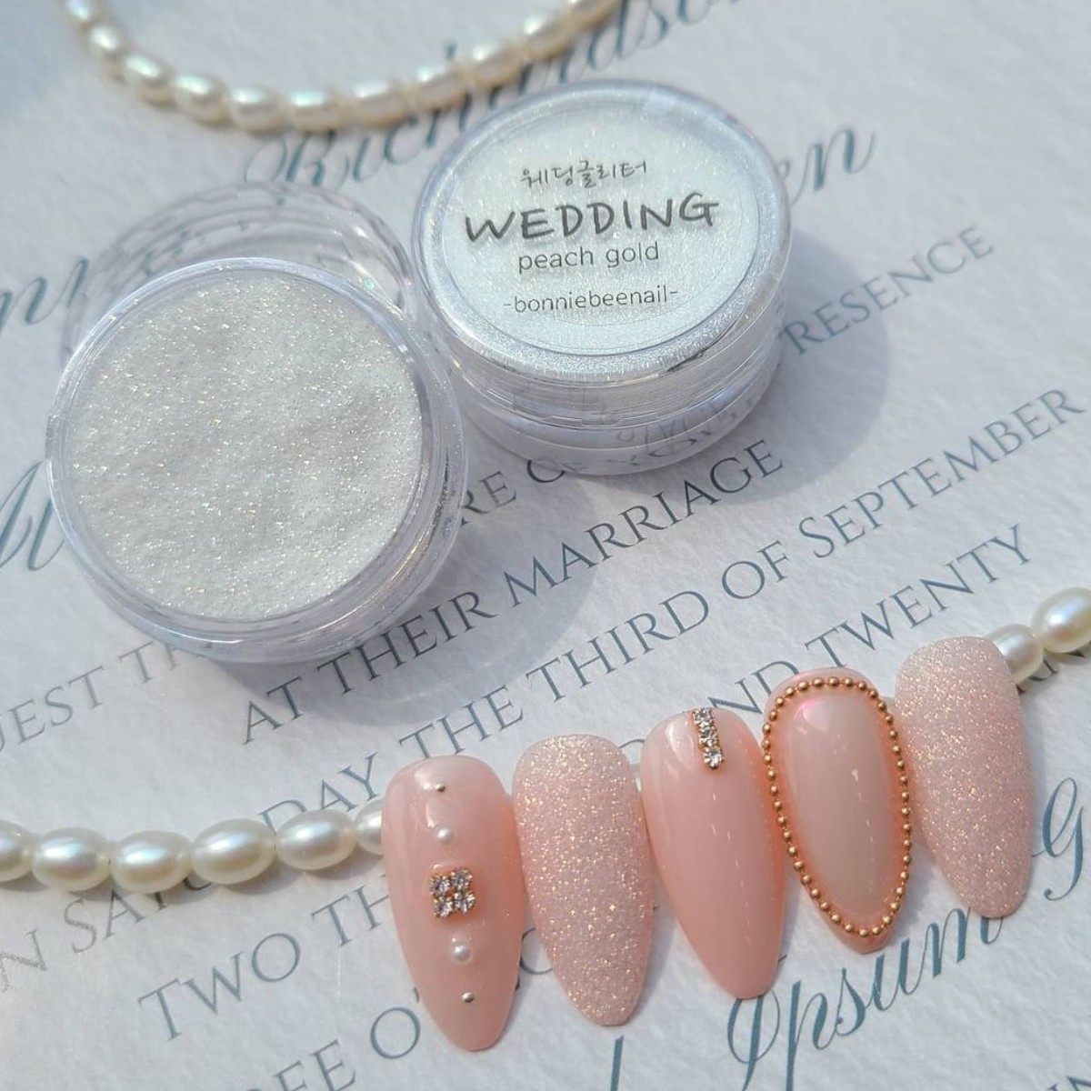 Bonnie B Wedding Nail Glitter Peach Gold Pearl Shimmer Fine Nail Art Powder
