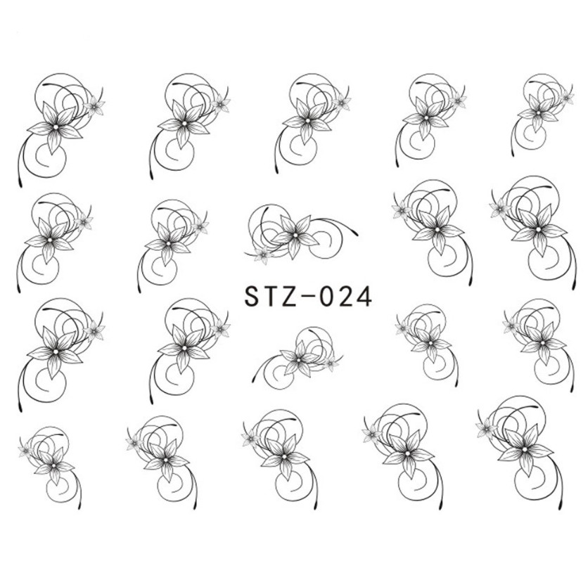 Nail Art Water Transfer Stickers Flower Red Ribbon Bowknot Decals Tips NS39