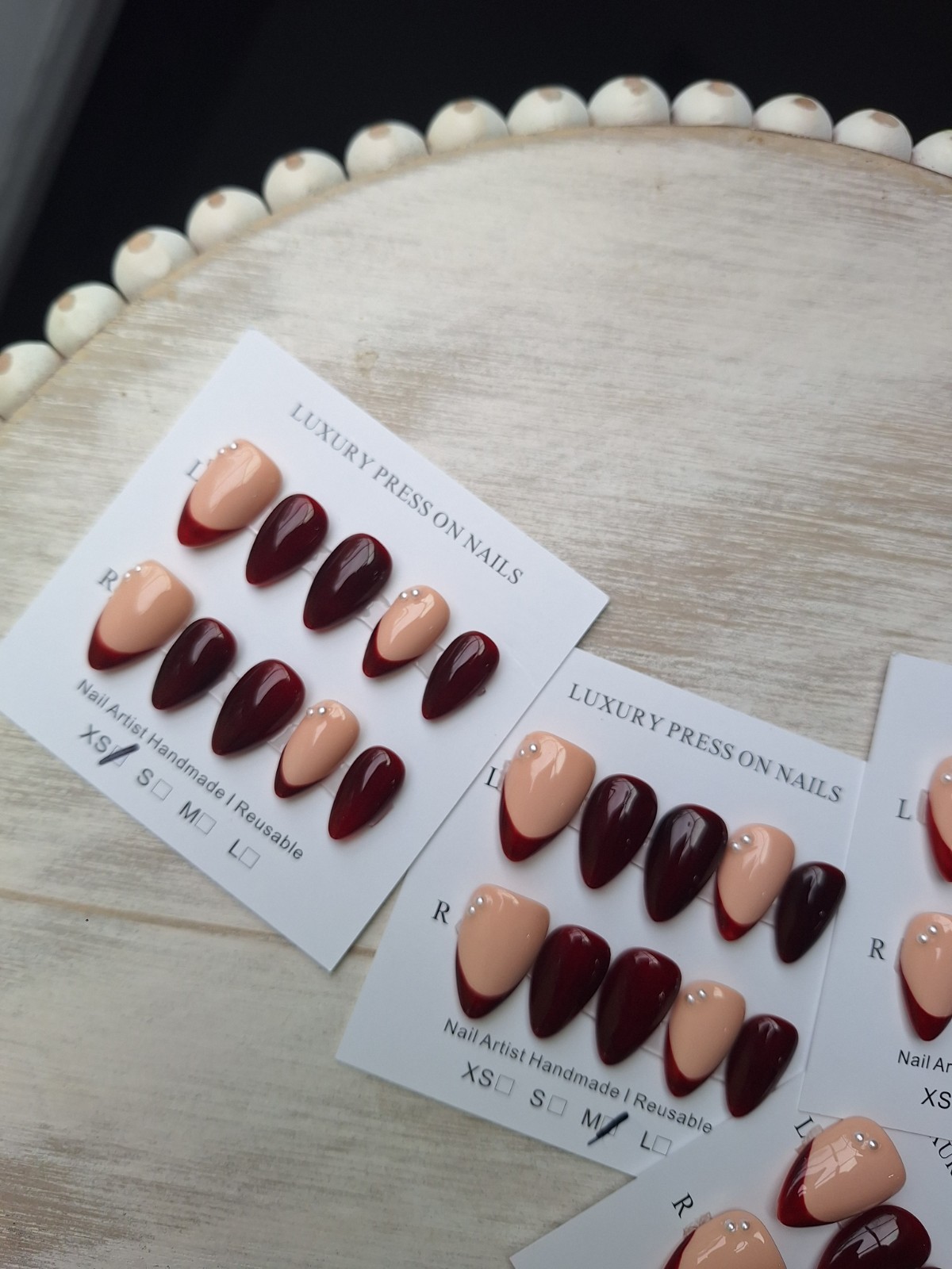 Red French Press On Nails, Short Lenght. Sizes Xs,S,M,L
