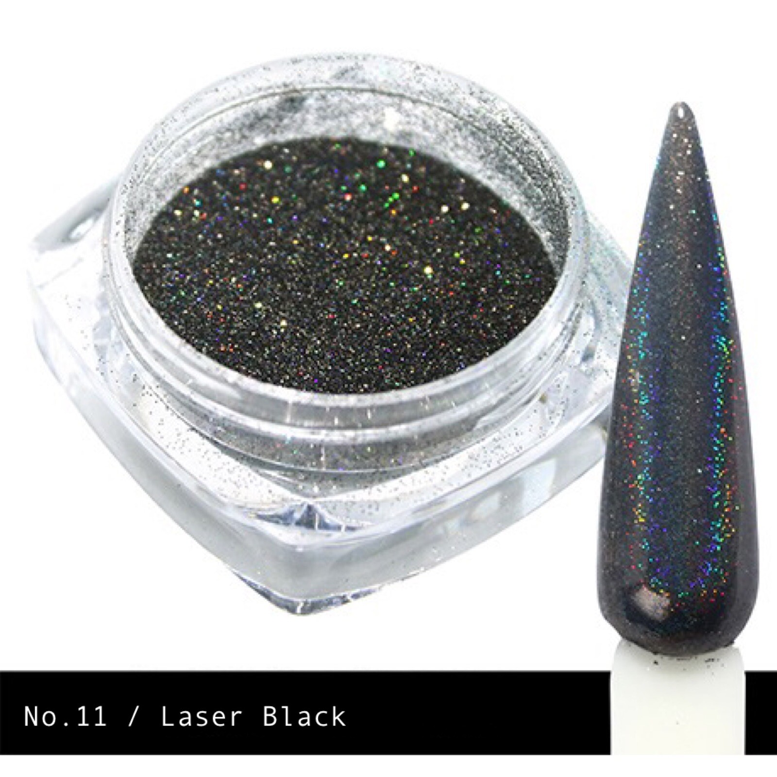 Black Holographic Shiny Nail Powder Unicorn Chrome Rainbow Effect Shimmer Nails