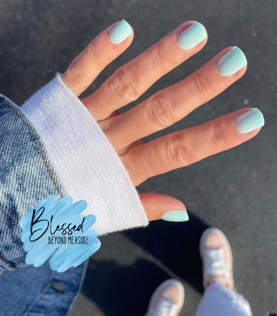 Red Aspen Press On Nails~Megan’s Mint Julep~Short~Square~Mint Green
