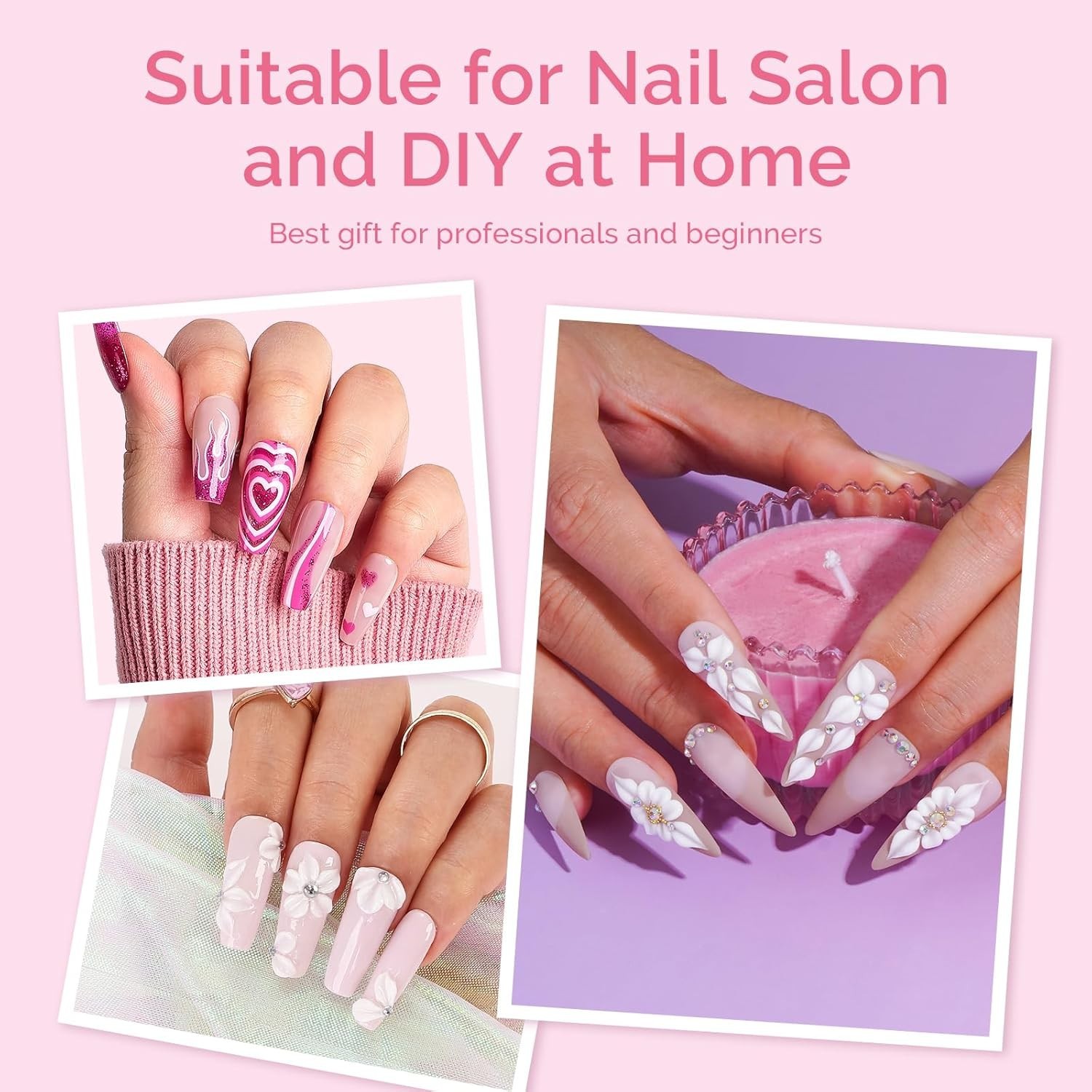 3-Piece Acrylic Nail Brush Set – Sizes 8/10/14, Professional Nail Art Tool for A