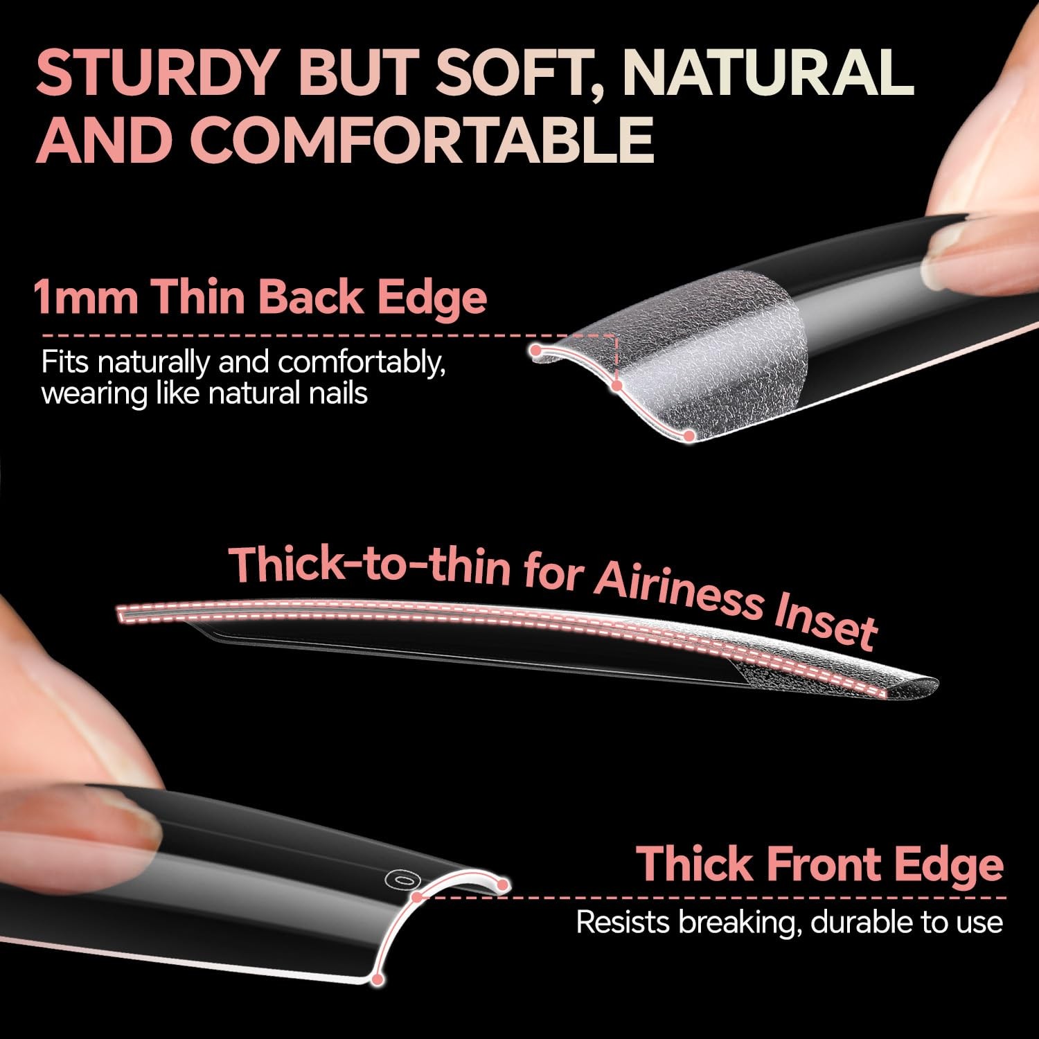 504 PCS Nail Tips Square: XXL No Curve Extra Long Tips with , 12 Sizes Clear …