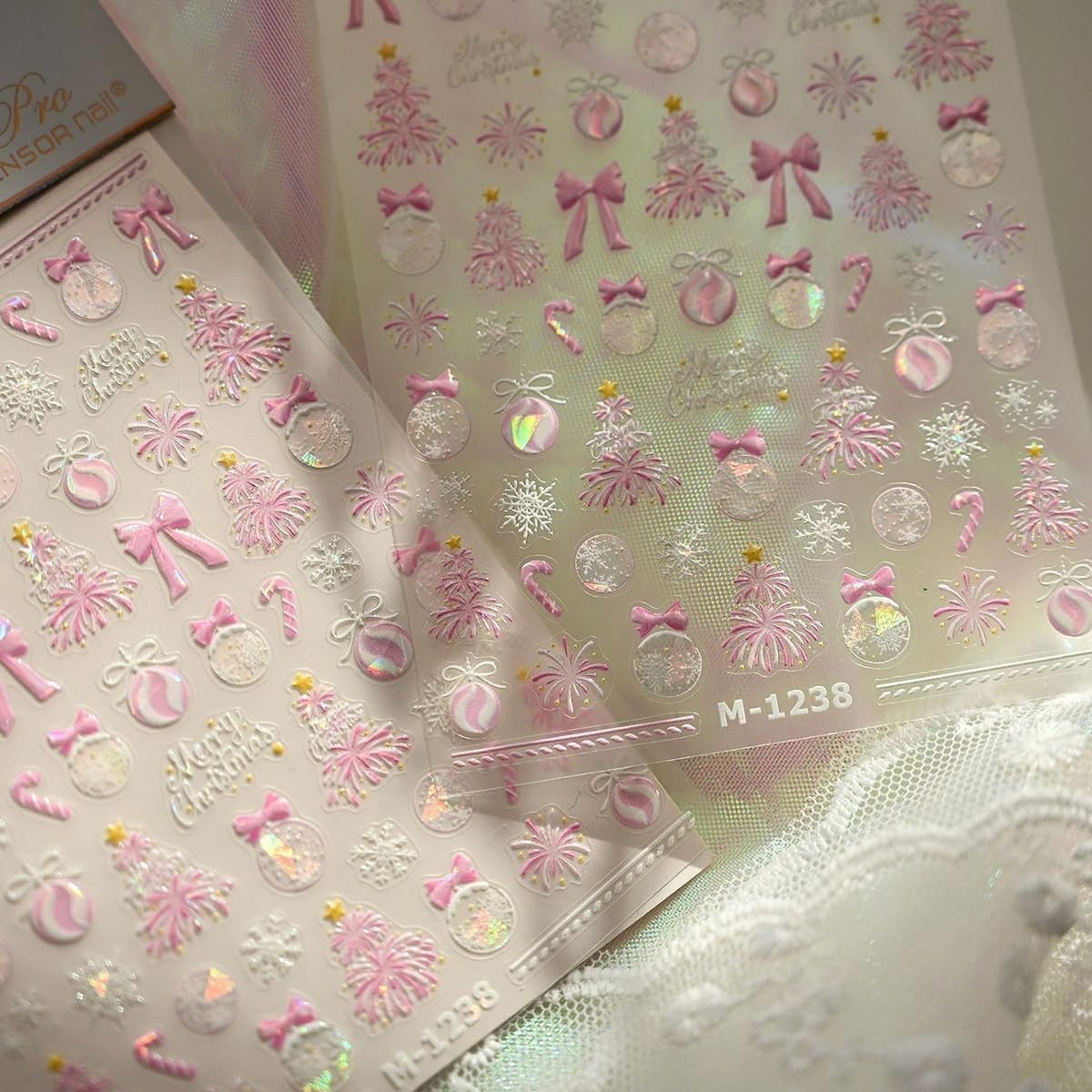 5D Embossed Christmas Nail Art Stickers – Winter Wonderland Design Sheet