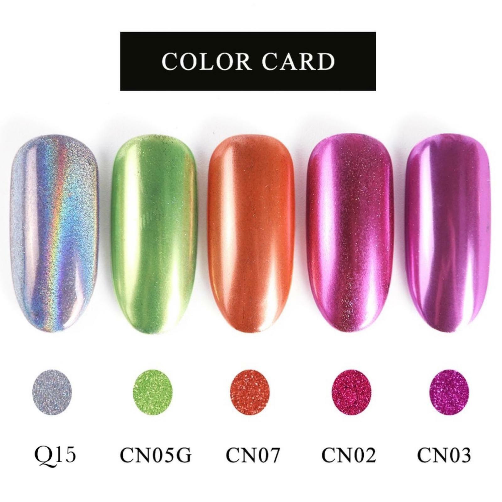 UNICORN NAIL CHROME POWDER ROSE GOLD MIRROR PINK RED DUST COLOURS EFFECT PIGMENT