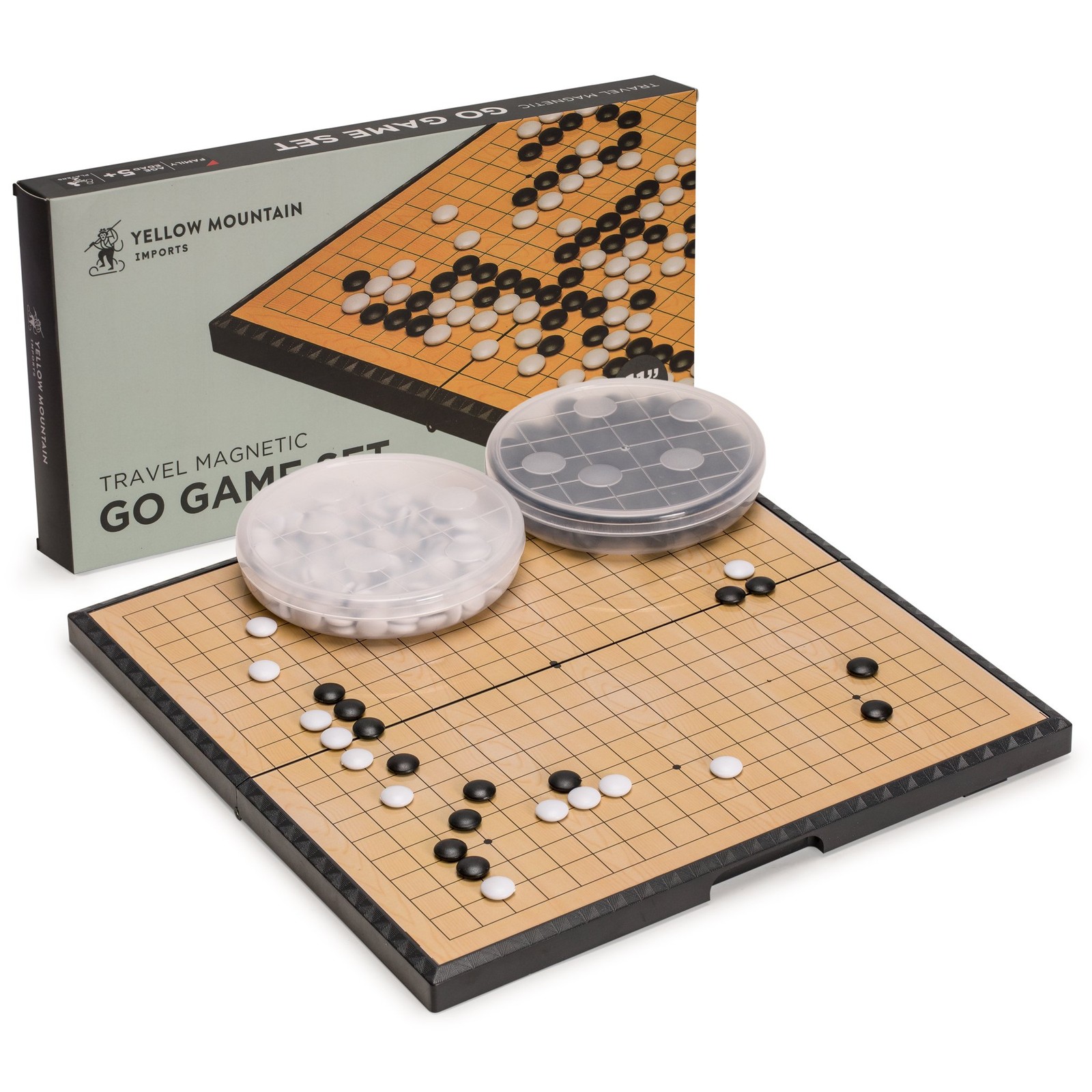 Yellow Mountain Imports Magnetic Go Game Set with Single 11″, Black, White