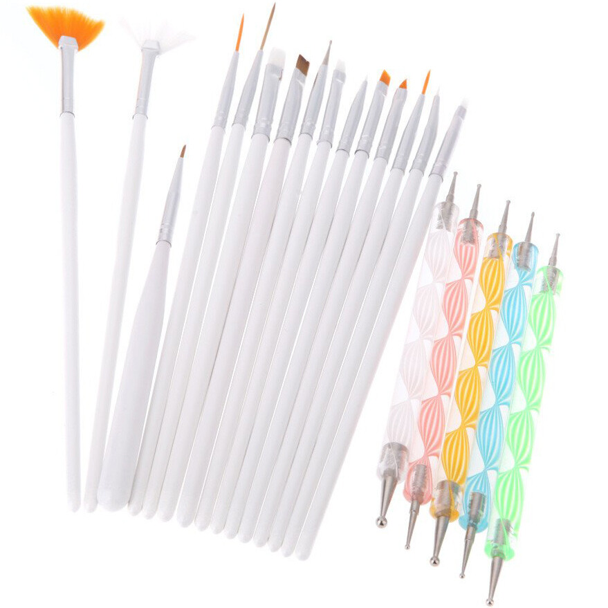20PCS Nail Art Design Dotting Painting Drawing Polish Brush Pen Tools US STOCK