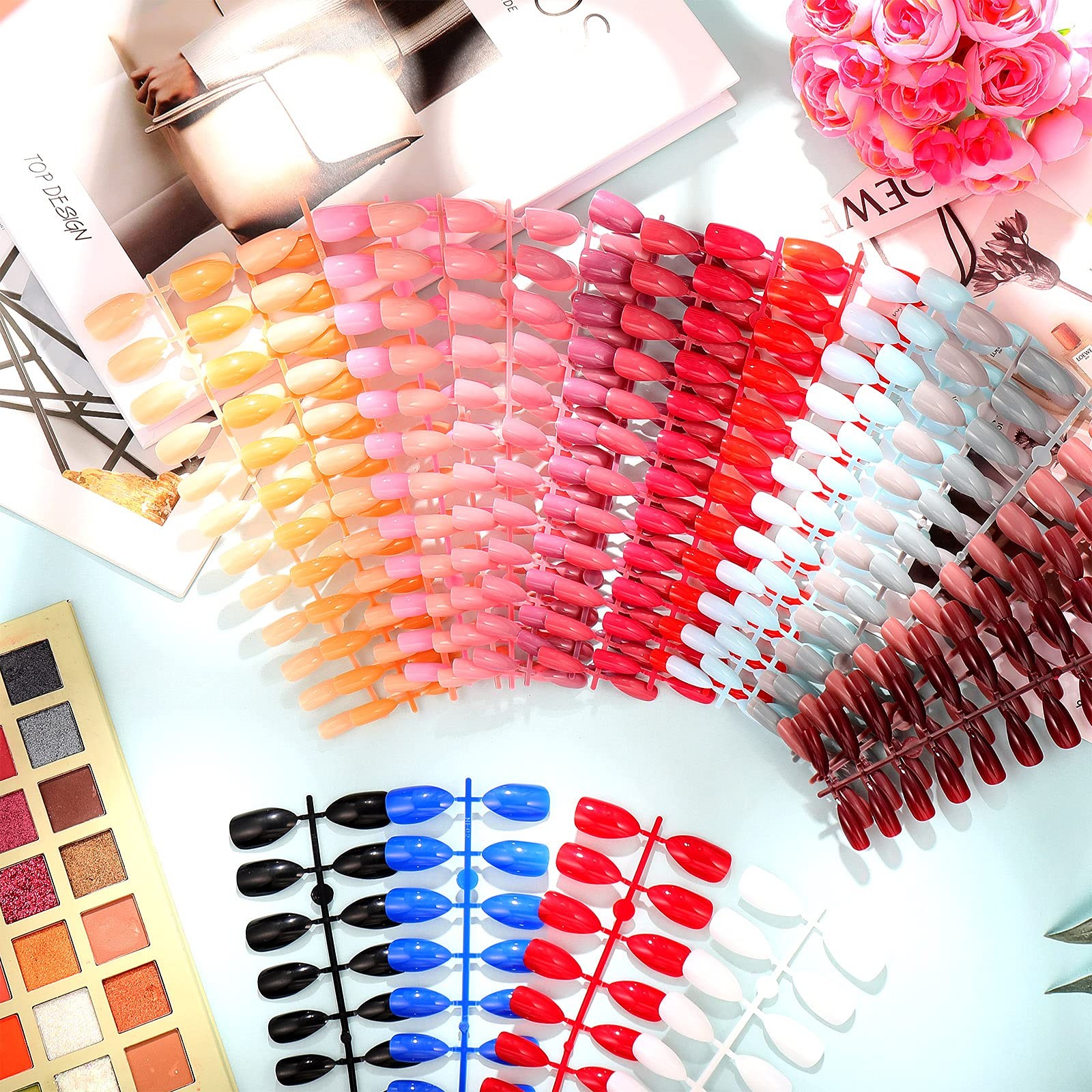 Almond Press on Nails 36 Colors 864 Pcs Press on Nails, Glossy Full Cover Fak…