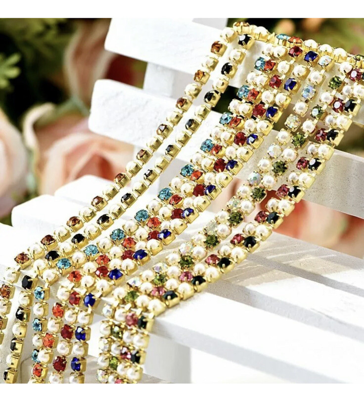 10 Pc Nail Decoration Chain Stones Rhinestones DIY Party Dress Nail Art Supplies
