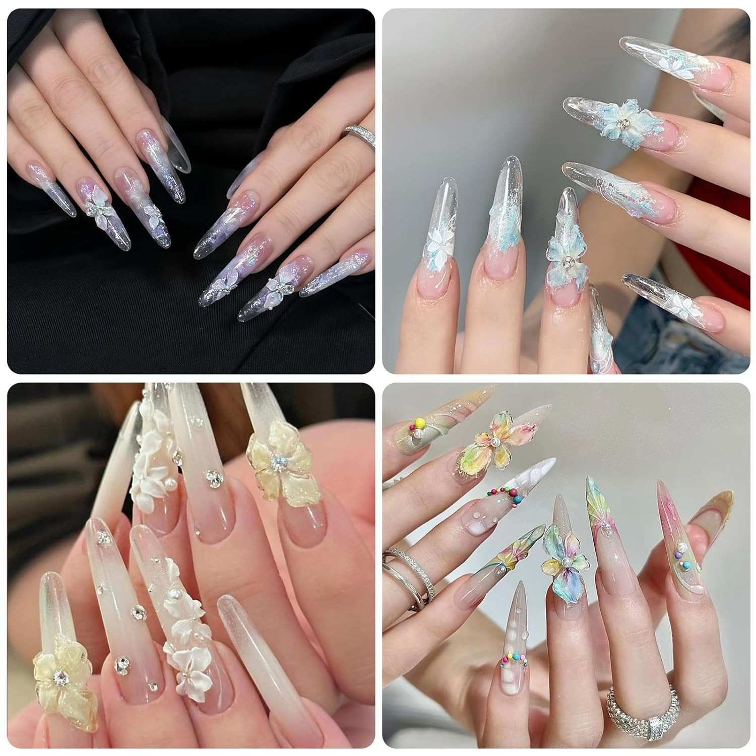3D Floral Silicone Nail Molds for Elegant DIY Nail Art and Manicure Design