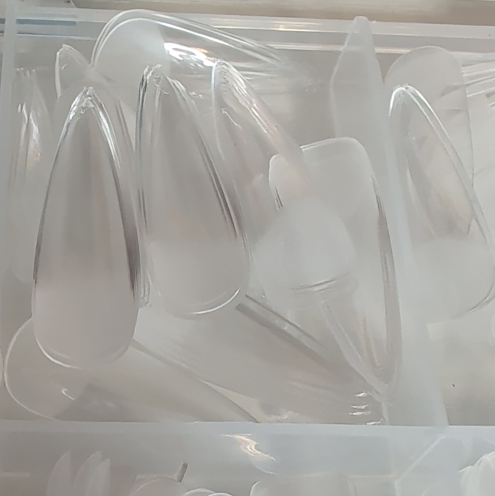 Lifextol Clear French Full Cover Stiletto Nail Tips Long Plastic